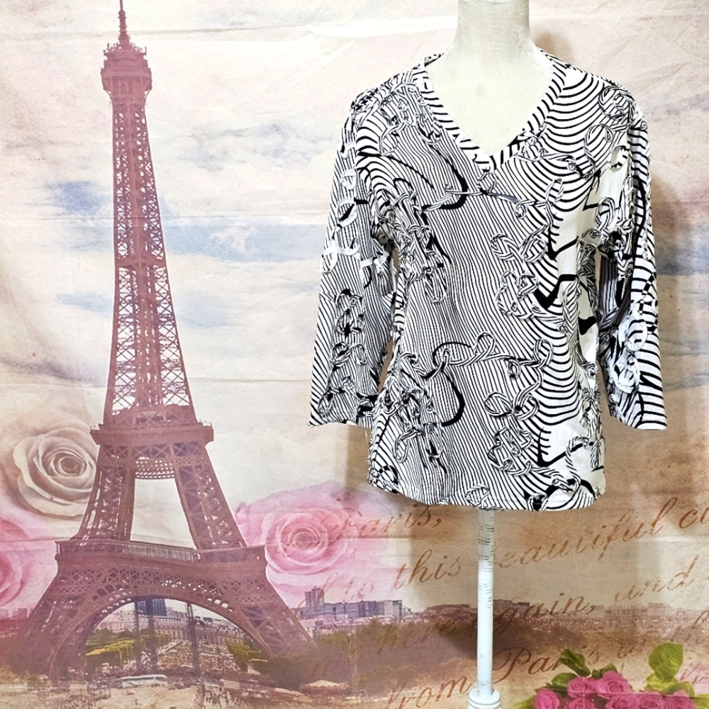 Lighthouse Point Black and White Women's Top Sz S